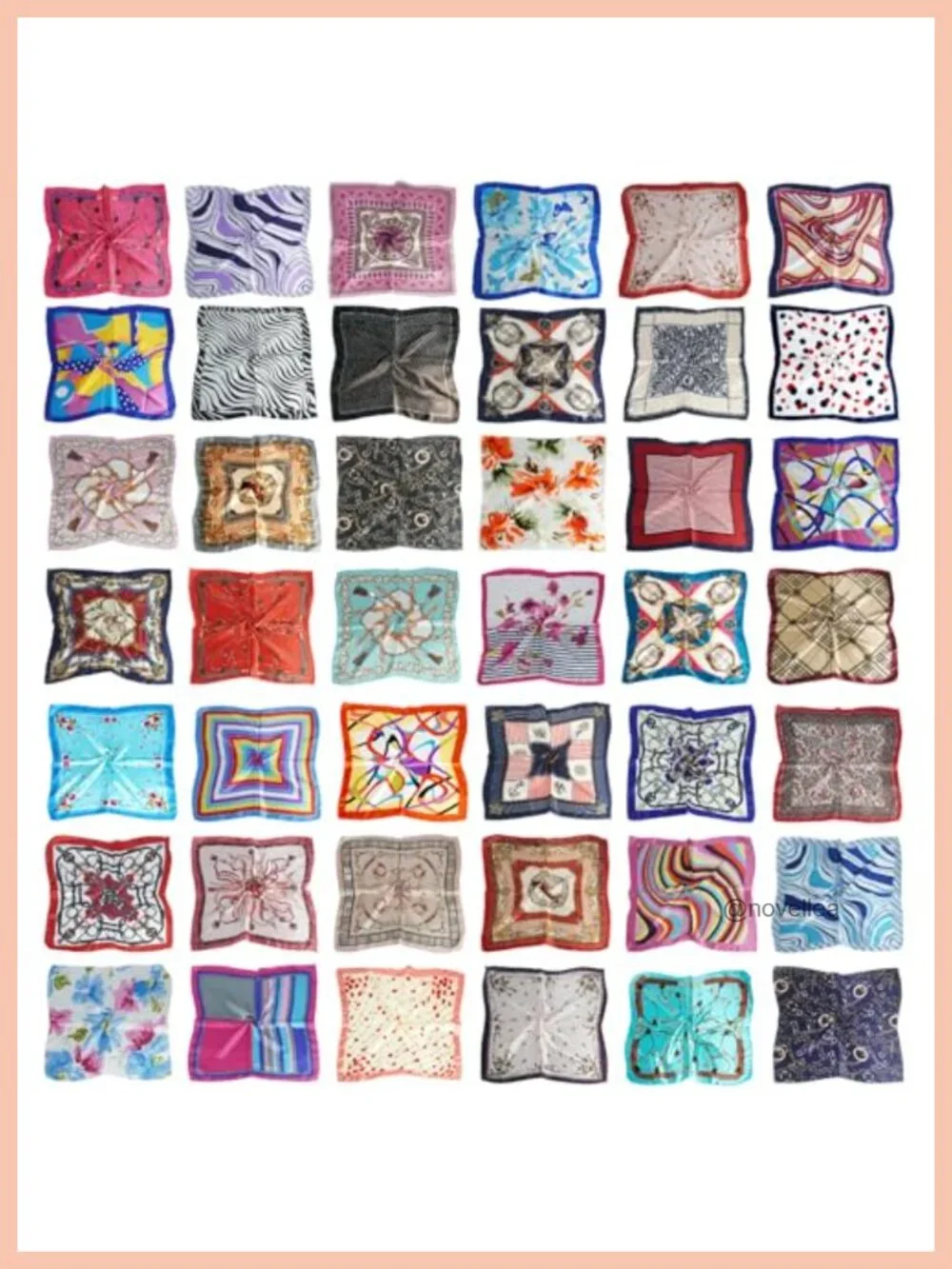 42 Pcs Women's Satin Square Head Scarf Set - Mixed Patterns for Hair, Neck, and